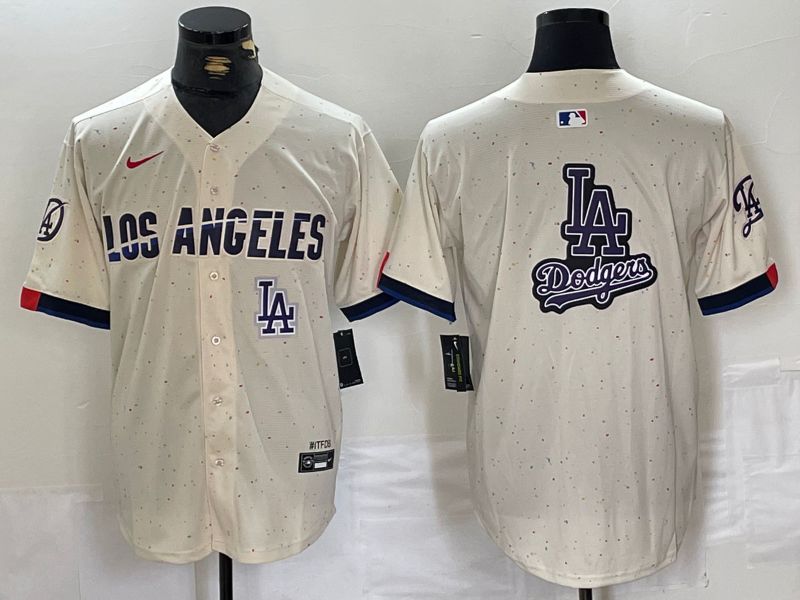 Men Los Angeles Dodgers Blank Cream Fashion Nike Game MLB Jersey style 8